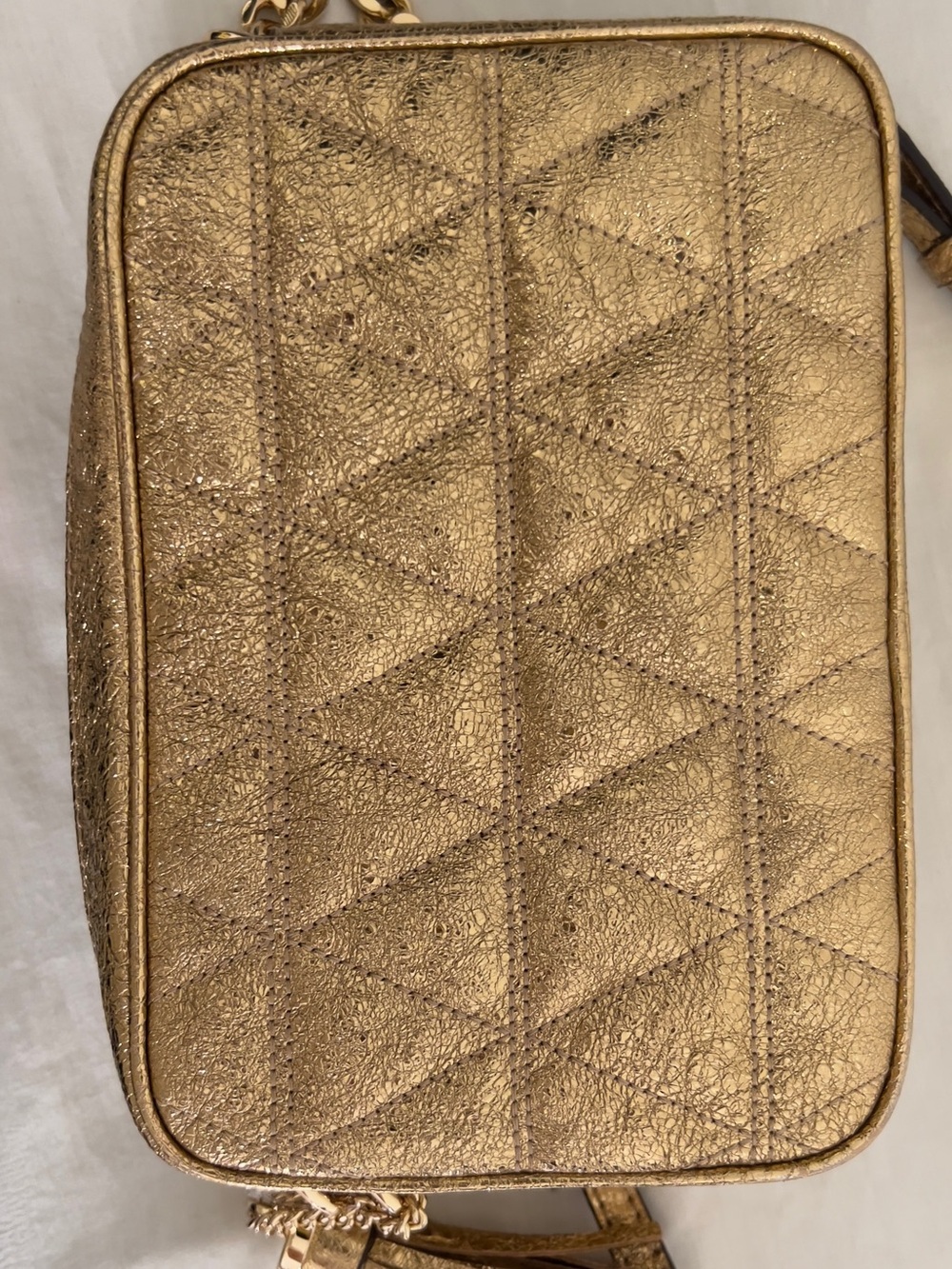Michael Kors Metallic Gold Quilted Crossbody with Tassel - Picture 4 of 6